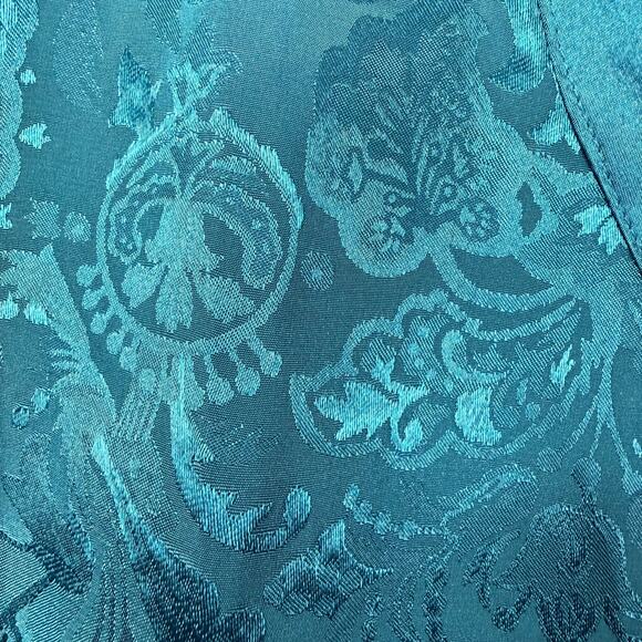 VTG 90'S VICTORIAS SECRET P/S Gold Label Teal Paisley Satin Romantic Nightshirt - Picture 10 of 10